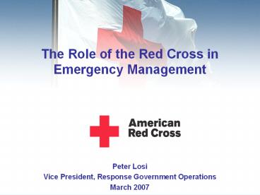 The Role of the Red Cross in Emergency Management