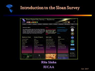Introduction to the Sloan Survey