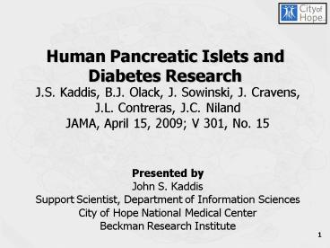 Human Pancreatic Islets and Diabetes Research