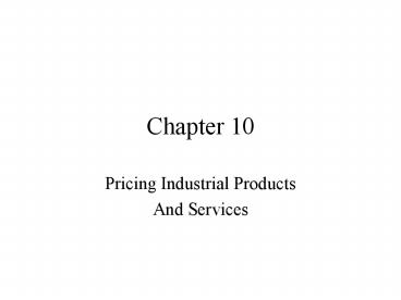 Pricing Industrial Products