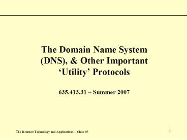 The Domain Name System DNS,
