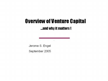 Overview of Venture Capital 