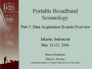 Portable Broadband Seismology