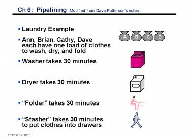 Ch 6: Pipelining Modified from Dave Pattersons notes