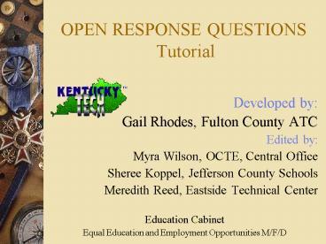 OPEN RESPONSE QUESTIONS Tutorial