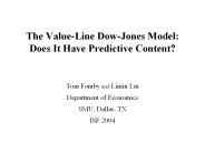 The Value-Line Dow-Jones Model: Does It Have Predictive Content?