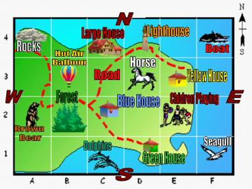 Large House. Lighthouse. Yellow House. Blue House. Gree