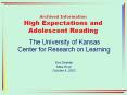 Archived Information High Expectations and Adolescent Reading PowerPoint PPT Presentation