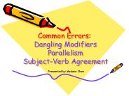 Common Errors: Dangling Modifiers Parallelism Subject-Verb Agreement