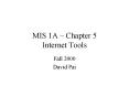 MIS 1A Chapter 5 Internet Tools PowerPoint PPT Presentation