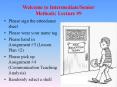 Welcome to IntermediateSenior Methods: Lecture PowerPoint PPT Presentation