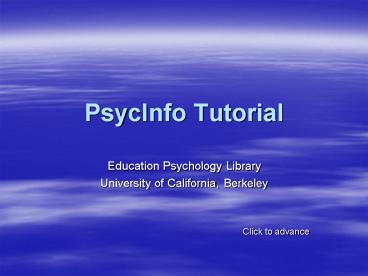 PsycInfo Tutorial