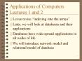 Applications of Computers Lectures 1 and 2 PowerPoint PPT Presentation