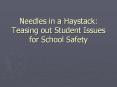 Needles in a Haystack: Teasing out Student Issues for School Safety PowerPoint PPT Presentation