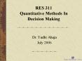 RES 311 Quantitative Methods In Decision Making PowerPoint PPT Presentation