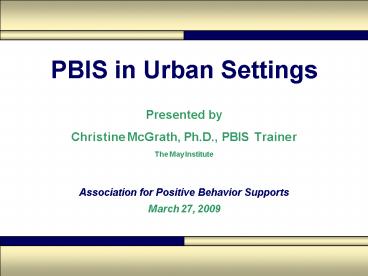 PBIS in Urban Settings