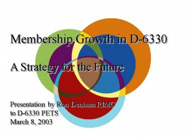 Sample Presentation: Membership Growth in District 6330 Ron Denham