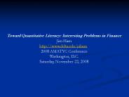 Toward Quantitative Literacy: Interesting Problems in Finance