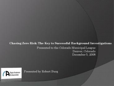 Presented to the Colorado Municipal League