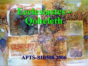 Ecclesiastes Qoheleth