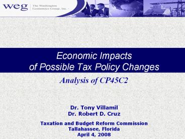 Economic Impacts of Possible Tax Policy Changes