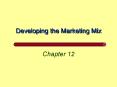 Developing the Marketing Mix PowerPoint PPT Presentation