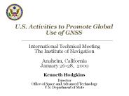U.S. Activities to Promote Global Use of GNSS