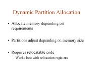 Dynamic Partition Allocation