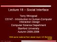 Lecture 18 Social Interface PowerPoint PPT Presentation