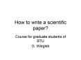 How to write a scientific paper PowerPoint PPT Presentation