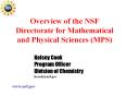 Overview of the NSF Directorate for Mathematical and Physical Sciences (MPS) PowerPoint PPT Presentation