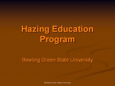 Hazing Education Program