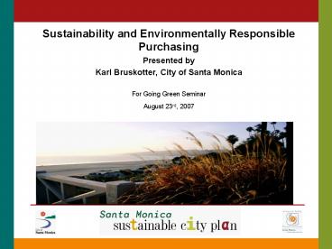Sustainability and Environmentally Responsible Purchasing