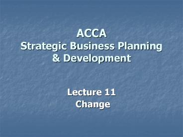 ACCA Strategic Business Planning