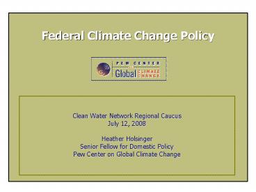 Federal Climate Change Policy
