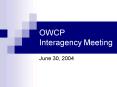 OWCP Interagency Meeting PowerPoint PPT Presentation