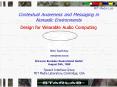 Contextual Awareness and Messaging in Nomadic Environments Design for Wearable Audio Computing PowerPoint PPT Presentation