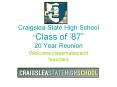 Craigslea State High School Class of 87 20 Year Reunion PowerPoint PPT Presentation