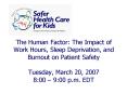 The Human Factor: The Impact of Work Hours, Sleep Deprivation, and Burnout on Patient Safety Tuesday PowerPoint PPT Presentation