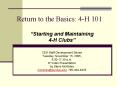 Return to the Basics: 4H 101 PowerPoint PPT Presentation