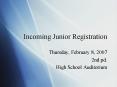 Incoming Junior Registration PowerPoint PPT Presentation