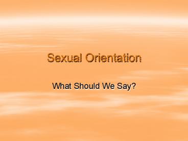 Sexual Orientation