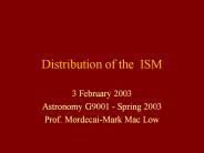 Distribution of the ISM
