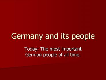 Germany and its people