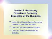 Lesson 4. Assessing Experience Economy Strategies of the Business