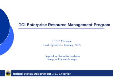 DOI Enterprise Resource Management Program
