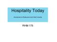 Hospitality Today Introduction to Restaurant and Hotel Industry PowerPoint PPT Presentation
