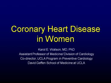 Coronary Heart Disease in Women