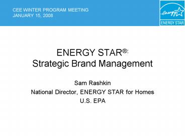 ENERGY STAR: Strategic Brand Management