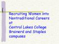 Recruiting Women into Nontraditional Careers at Central Lakes College Brainerd and Staples campuses PowerPoint PPT Presentation